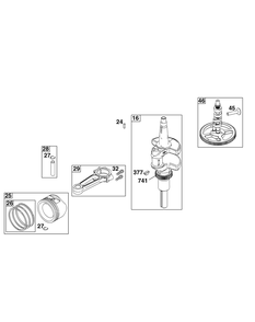 Crankshaft Group Diagram and Parts List for 40U777-0010-G1 400000 - 699999 Briggs and Stratton Engine